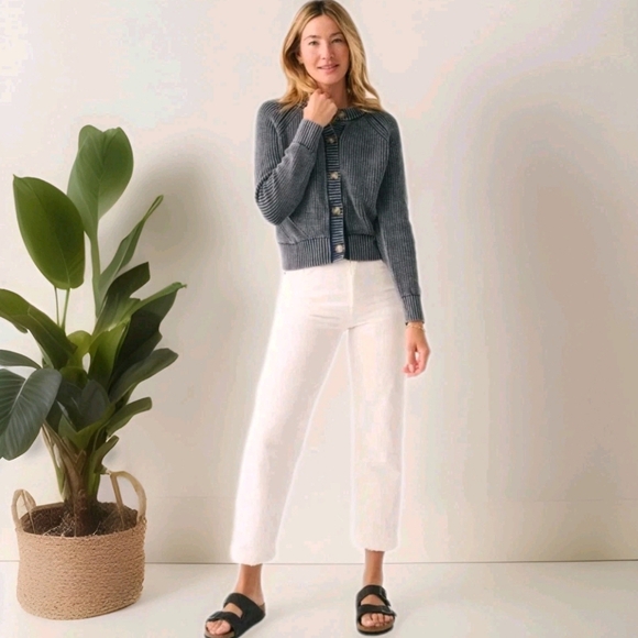 Faherty Sunwashed Fisherman Cardigan Green Blue Chunky Knit Button Sweater Sz XL - Picture 2 of 12